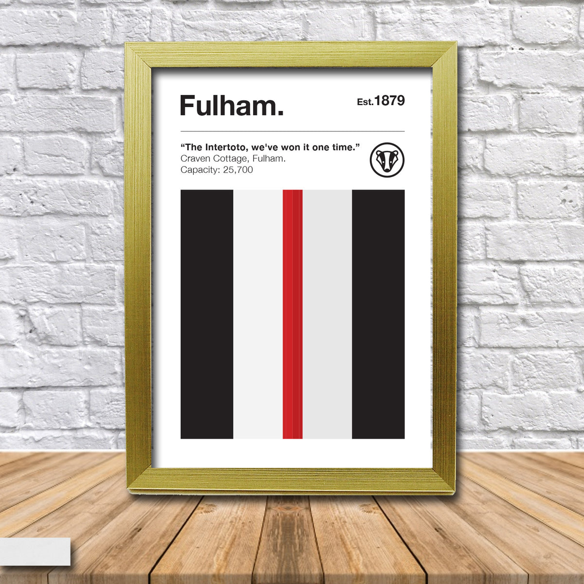 Retro Fulham Club Colours Fulham Fan Championship Football Crest Poster Print