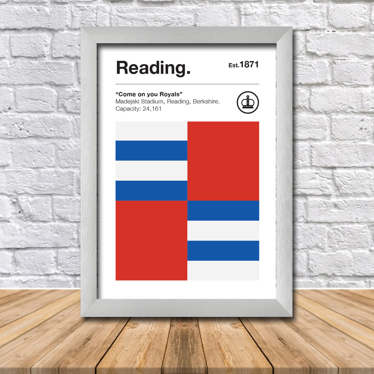 Retro Reading Club Colours Reading Fan Championship Football Crest Poster Print