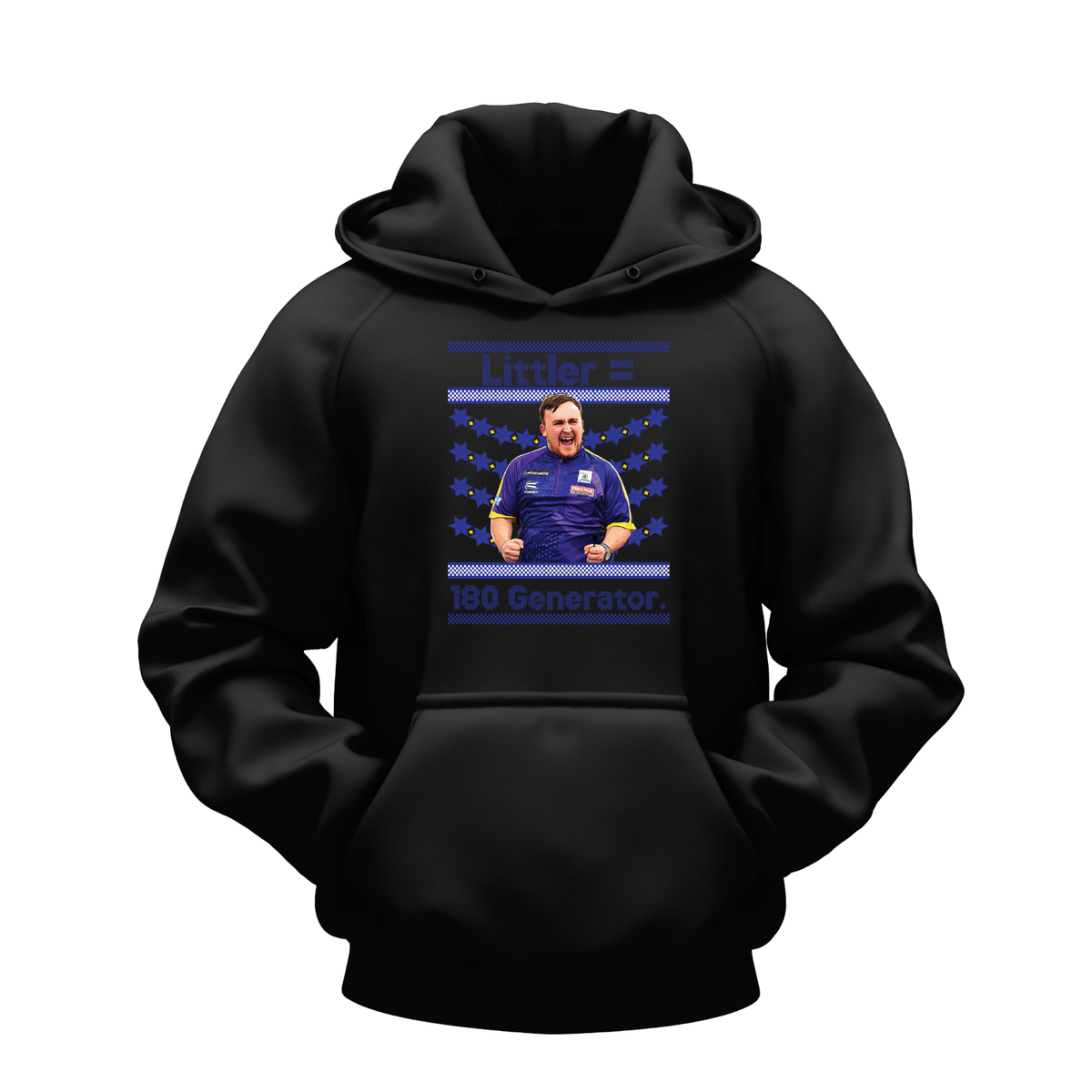 Luke Littler Hoodie – "Littler = 180 Generator" Darts Fan Pullover Hoodie – Unisex Graphic Sweatshirt – Luke Littler Hoodie – Black, XS (34")