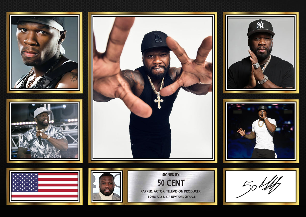 Copy of Rappers 50 Cent Framed Printed Signature Print – Fan Gift – Wall Art – Rappers 50 Cent Framed Printed Signature Print – A4 Poster