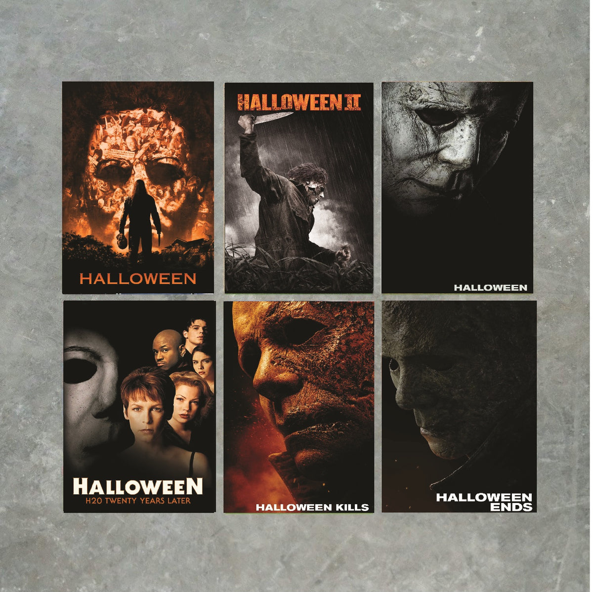 Halloween Michael Myers Poster Print Set of 6 – Horror Movie Wall Art Prints – Halloween Film Posters – H20 Twenty Years Later, Halloween II, Halloween Kills and Halloween Ends Inspired Artwork, Gift for Horror Fans