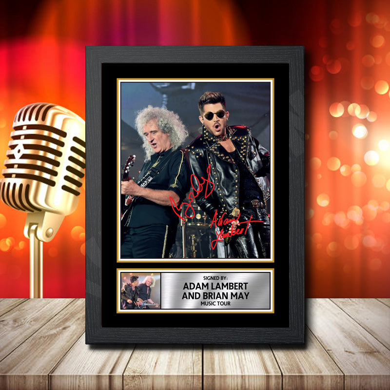 Adam Lambert Brian May 1 – Printed Signature Music Star Print – Adam Lambert Brian May 1