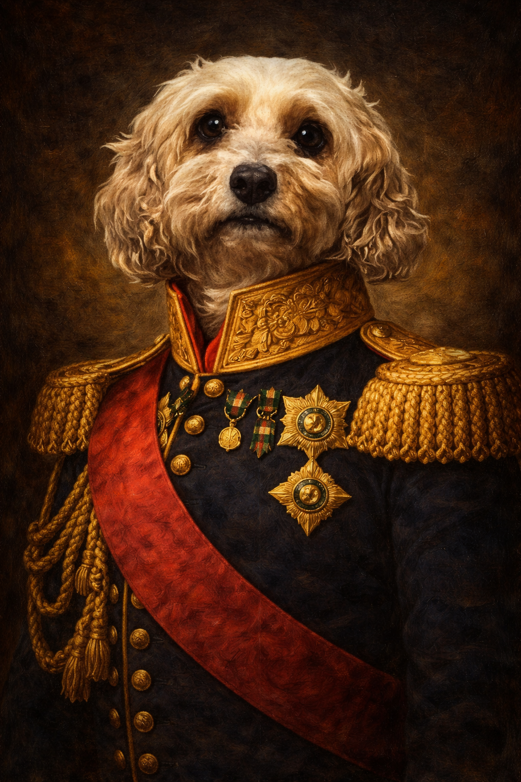 Custom Royal Admiral Pet Portrait – Personalized Dog Portrait in Military Uniform – Funny Royal Pet Painting Wall Art Gift – Custom Royal Admiral Pet Portrait