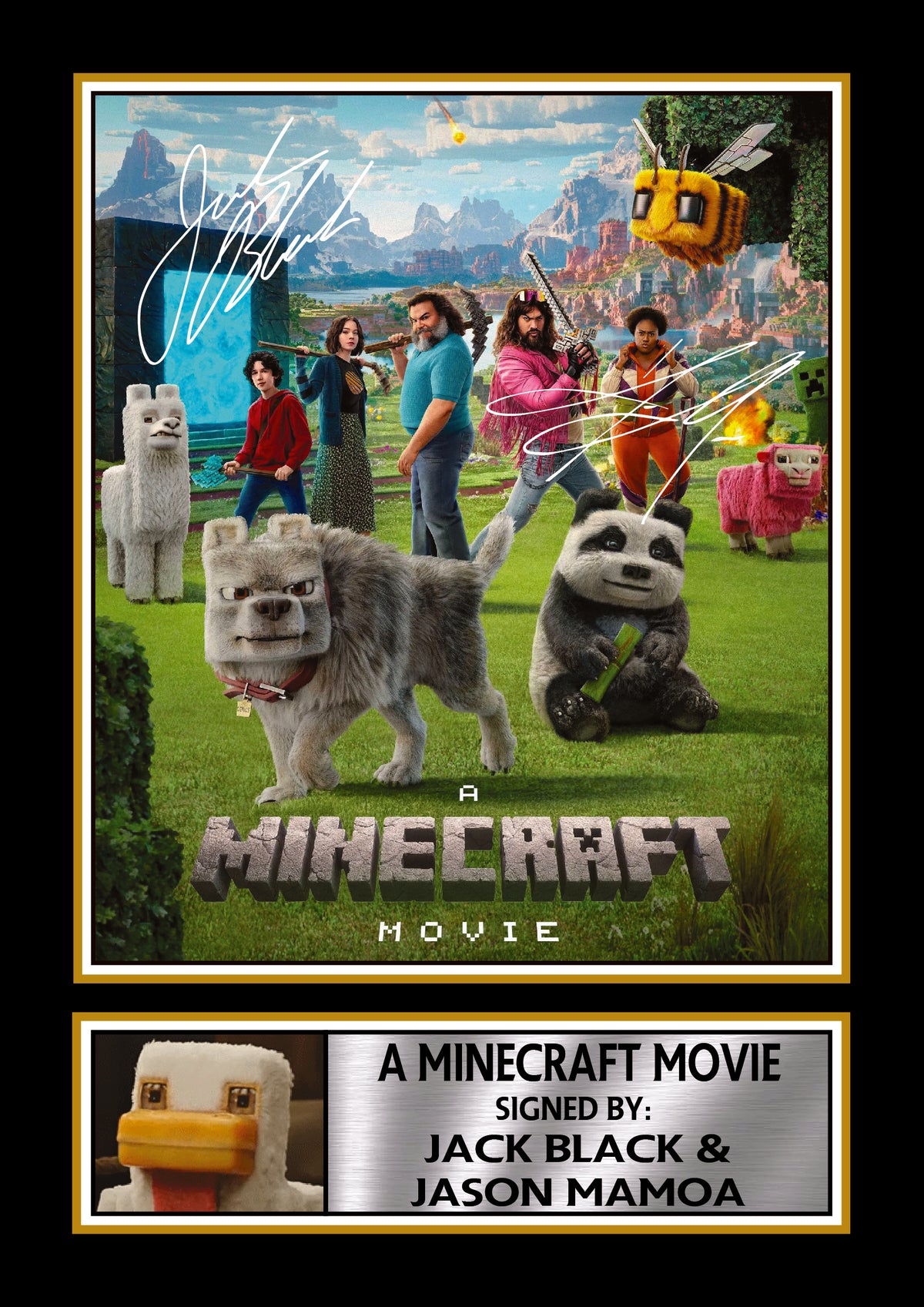 A Minecraft Movie Printed Signature Poster – Jack Black & Jason Momoa Movie Wall Art – Minecraft Film Wall Art Gift for Gamers – A Minecraft Movie Printed Signature Poster