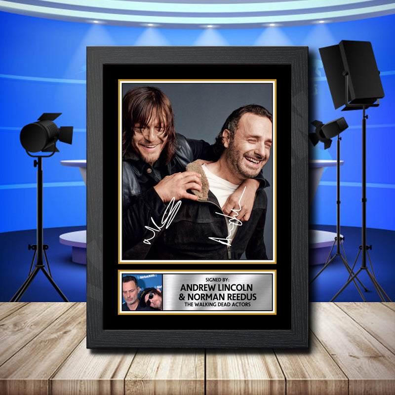 Andrew Lincoln Norman Reedus Printed Signature Television Star Poster Print Framed Wall Art Gift – Andrew Lincoln Norman Reedus Printed Signature Television Star Poster Print