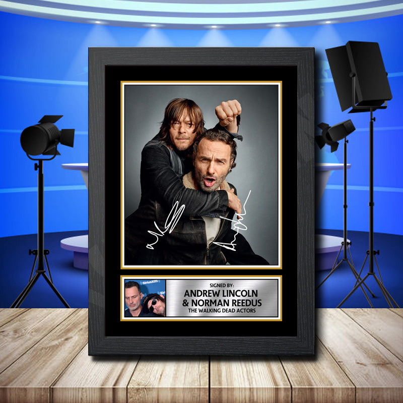 Andrew Lincoln Norman Reedus 2 Printed Signature Television Star Poster Print Framed Wall Art Gift – Andrew Lincoln Norman Reedus 2 Printed Signature Television Star Poster Print