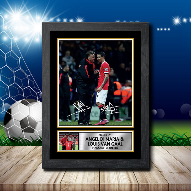 Angel Di Maria Louis Van Gaal 2 Printed Signature Footballers Star Poster Print Framed Wall Art Gift – Angel Di Maria Louis Van Gaal 2 Printed Signature Footballers Star Poster Print