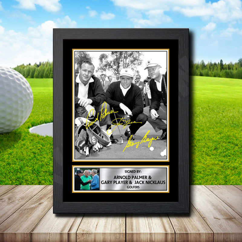 Arnold Palmer Gary Player _ Jack Nicklaus Printed Signature Golfer Star Poster Print Framed Wall Art Gift – Arnold Palmer Gary Player _ Jack Nicklaus Printed Signature Golfer Star Poster