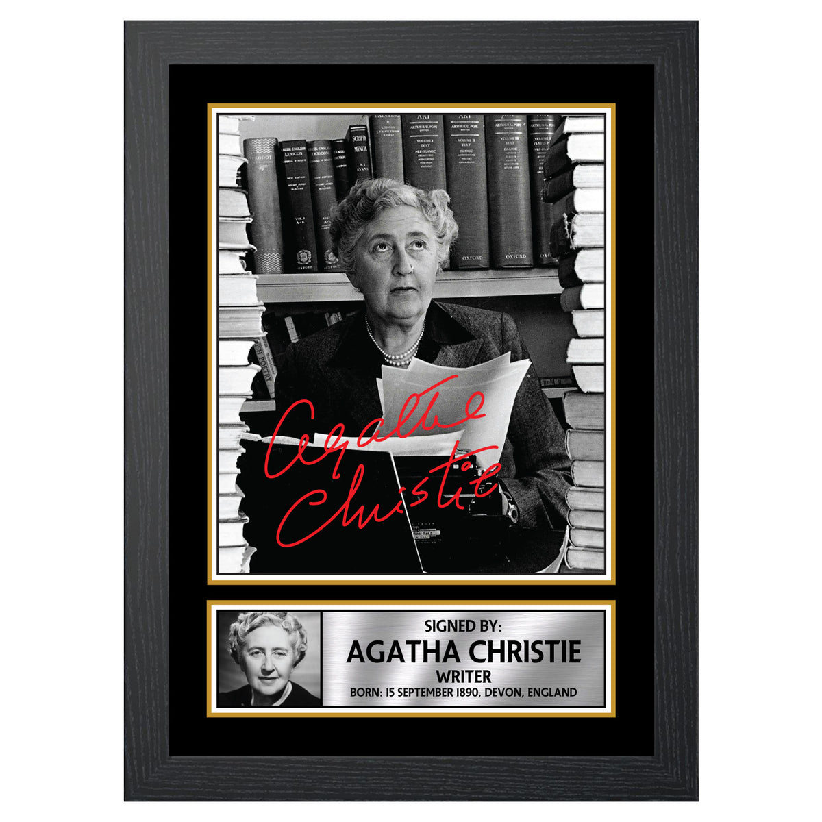 Agatha Christie M182 Authors Printed Signature Poster Print Gift