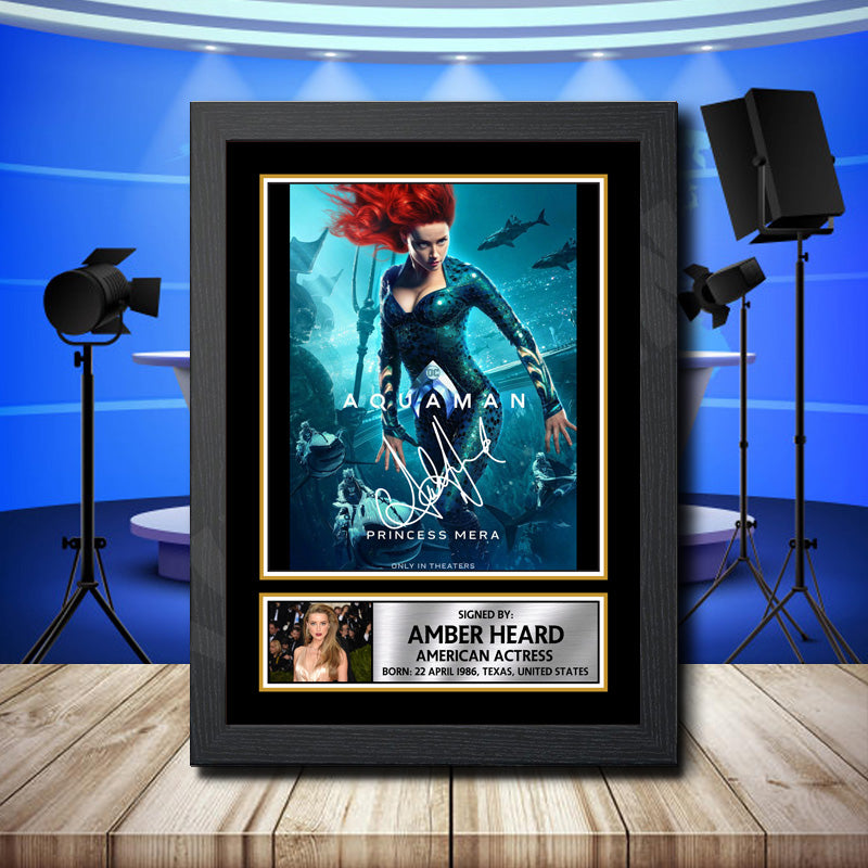 Amber Heard 1 Printed Signature Television Star Poster Print Framed Wall Art Gift β Amber Heard 1 Printed Signature Television Star Poster Print