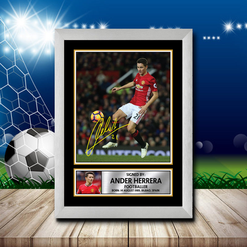 Ander Herrera 2 Printed Signature Footballers Star Poster Print Framed Wall Art Gift – Ander Herrera 2 Printed Signature Footballers Star Poster Print