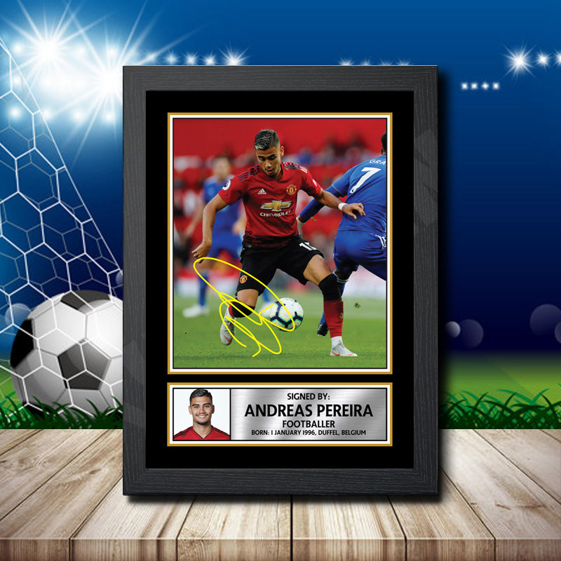 Andreas Pereira Printed Signature Footballers Star Poster Print Framed Wall Art Gift – Andreas Pereira Printed Signature Footballers Star Poster Print