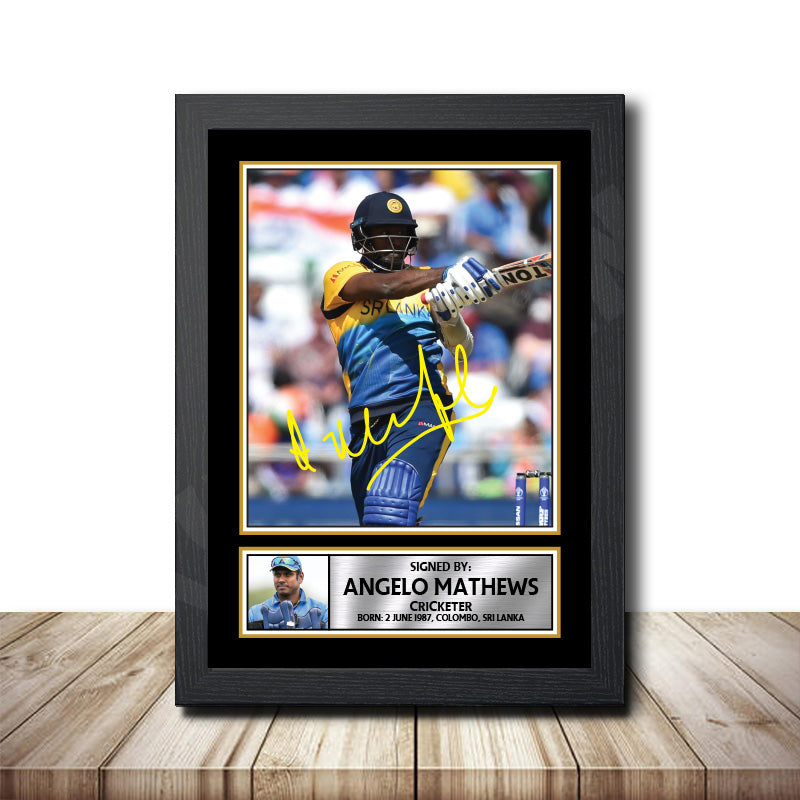 Angelo Mathews M1476 Cricketer Printed Signature Poster Print Gift