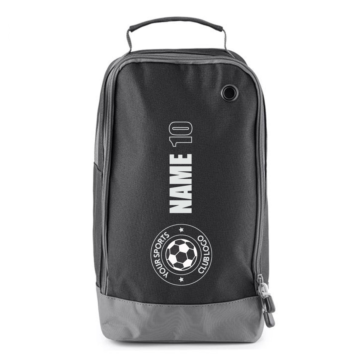 Football Boot Bags for Kids – Durable Personalized Sports Bag with Vertical Name, Custom Logo & Number – Football Boot Bags for Kids – Black