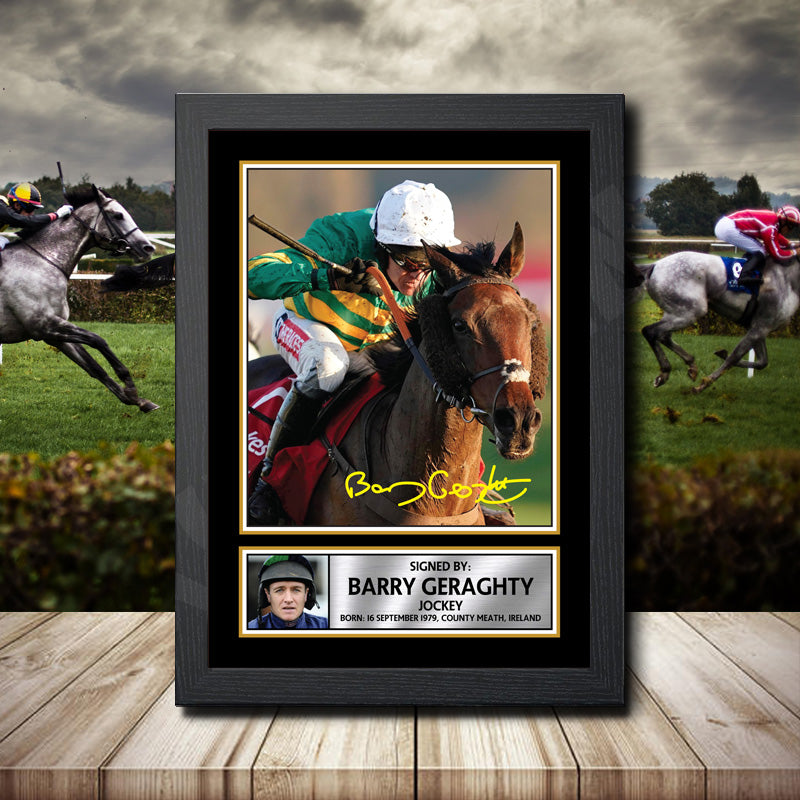 Barry Geraghty 2 Printed Signature Horse-Racing Star Poster Print Framed Wall Art Gift β Barry Geraghty 2 Printed Signature Horse-Racing Star Poster Print