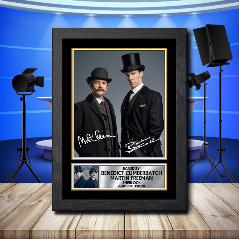 Benedict Cumberbatch Martin Freeman Sherlock 1 Printed Signature Television Star Poster Print Framed Wall Art Gift – Benedict Cumberbatch Martin Freeman Sherlock 1 Printed Signature Television