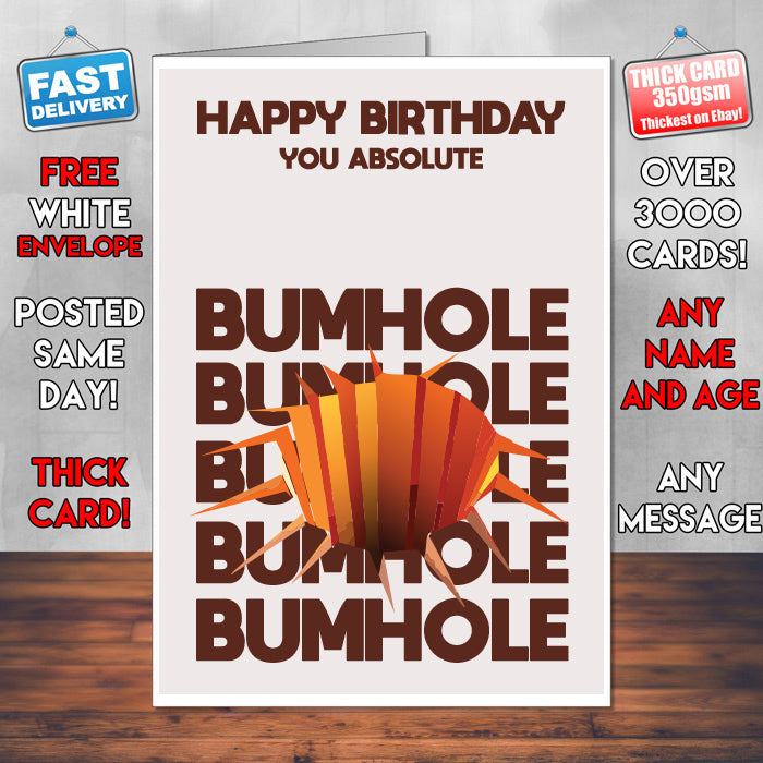 Rude Swear Word Birthday Card Design - B*MHOLE
