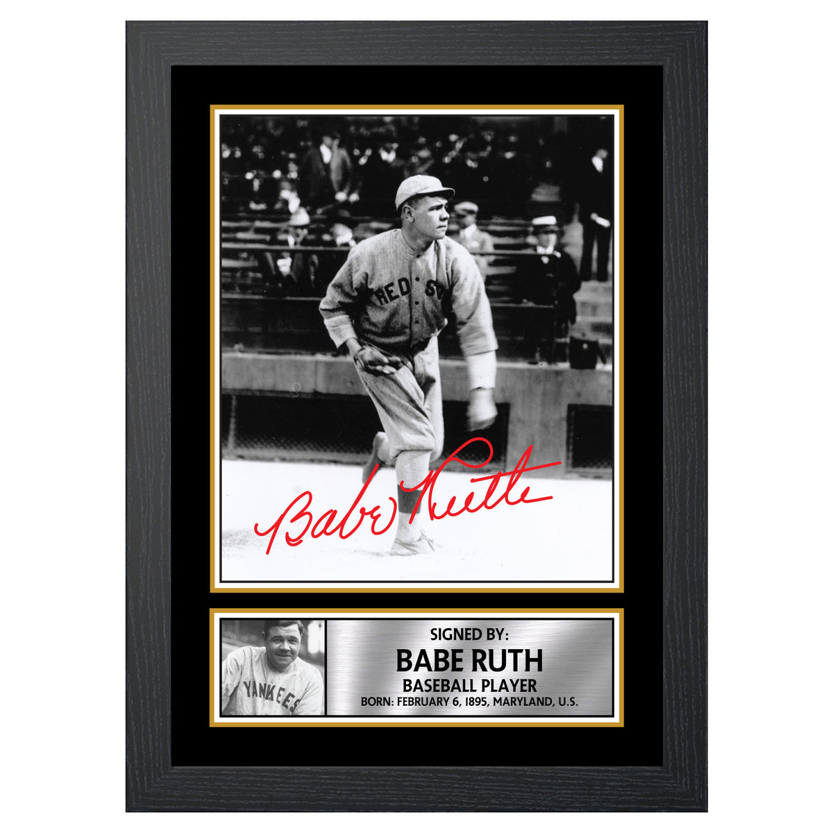 Babe Ruth Baseball Player Printed Signature Poster Print Gift