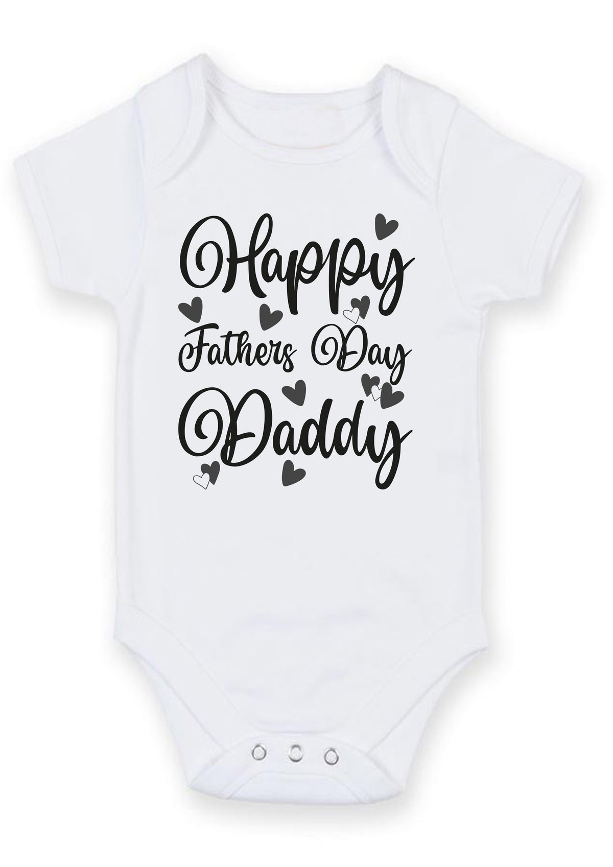Happy Father's Day Daddy Baby Grow – Cute Heart Design Baby Bodysuit – Father's Day Outfit for Baby Boy or Girl – New Dad Gift & Keepsake Vest – Happy Father's Day Daddy Baby Grow