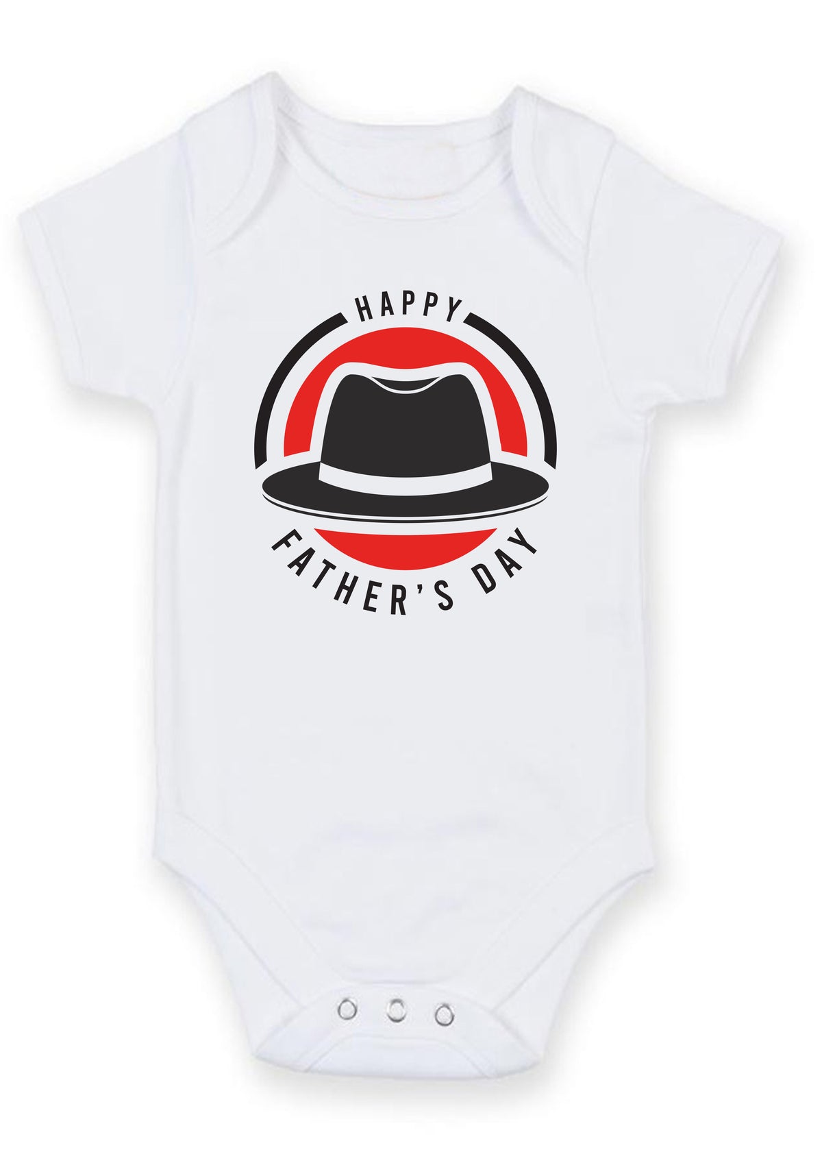 Happy Father's Day Baby Grow – Classic Hat Design Baby Bodysuit – Father's Day Outfit for Baby Boy or Girl – New Dad Gift & Keepsake Vest – Happy Father's Day Baby Grow