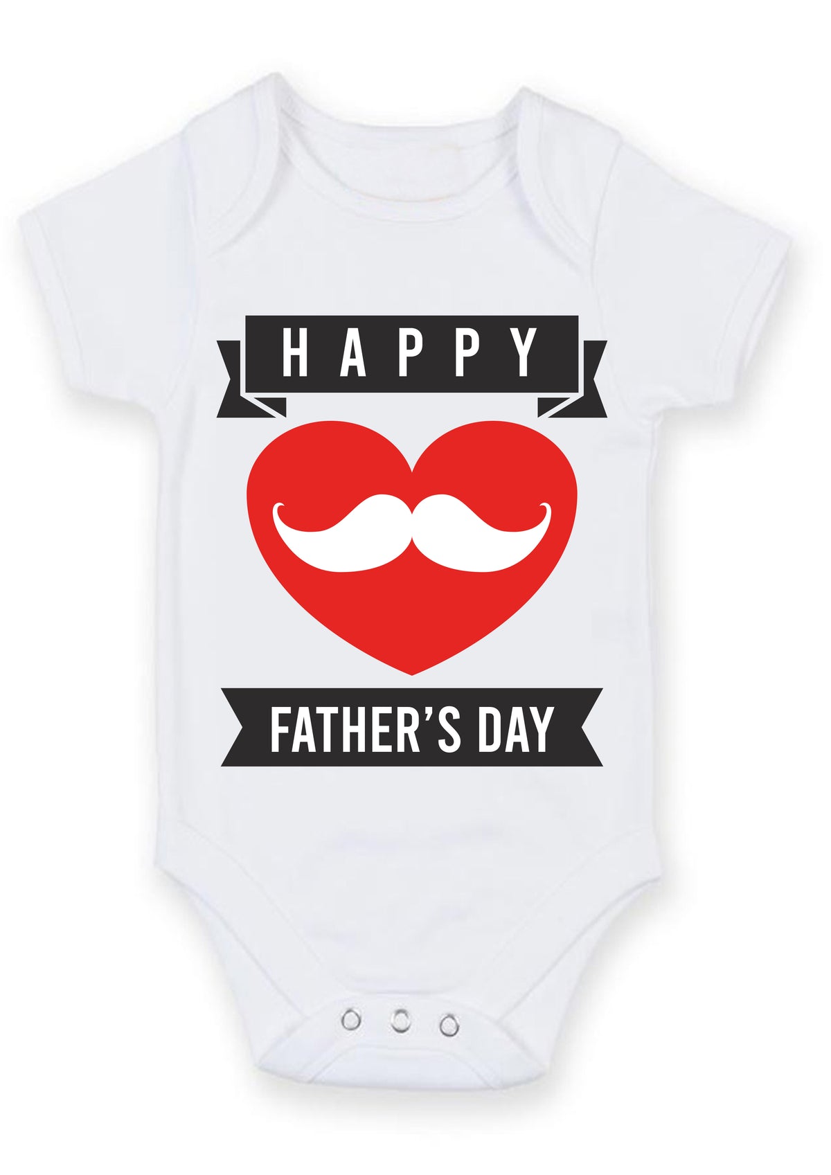 Happy Father's Day Baby Grow – Heart & Moustache Design Baby Bodysuit – Cute Father's Day Outfit for Baby Boy or Girl – New Dad Gift & Keepsake Vest – Happy Father's Day Baby Grow