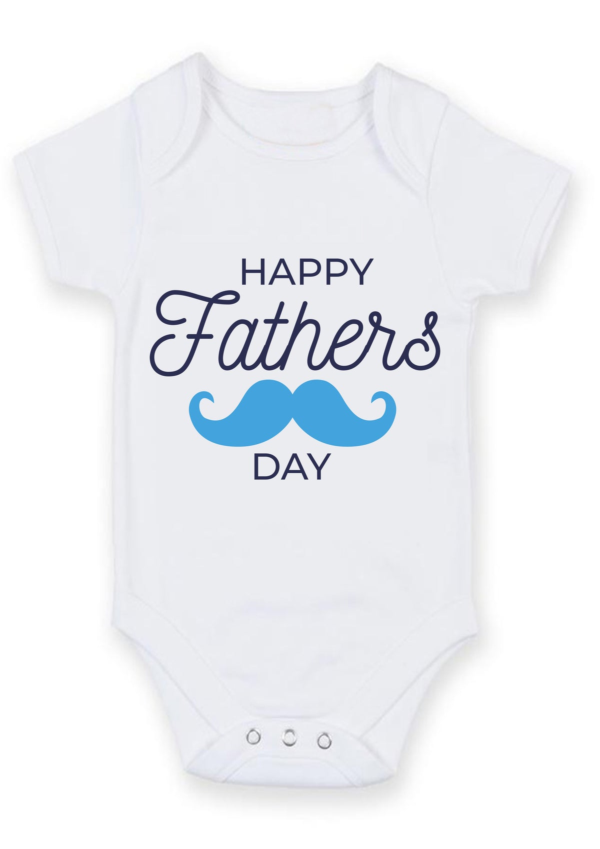 Happy Father's Day Baby Grow – Blue Moustache Design Baby Bodysuit – Cute Father's Day Outfit for Baby Boy or Girl – New Dad Gift & Keepsake Vest – Happy Father's Day Baby Grow