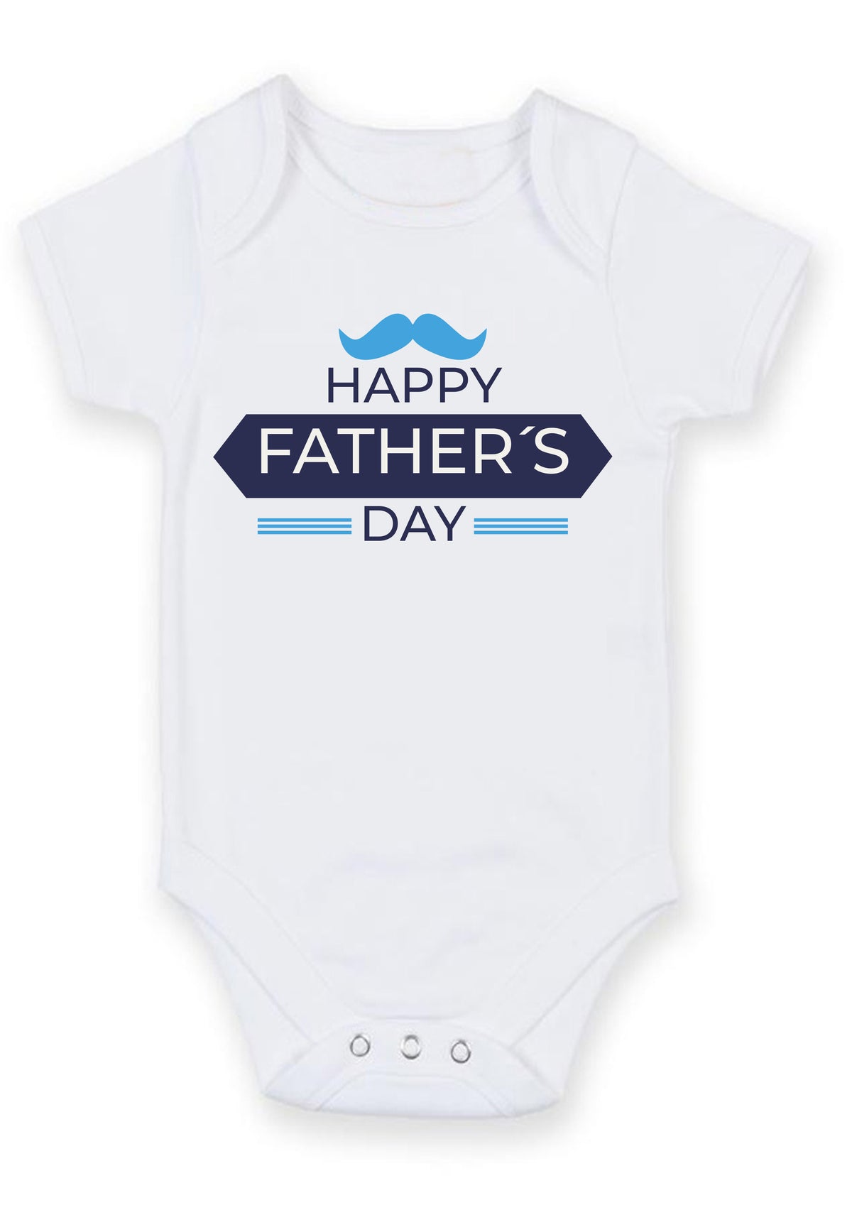 Happy Father's Day Baby Grow – Blue Moustache Design Baby Bodysuit – Cute Father's Day Outfit for Baby Boy or Girl – New Dad Gift & Keepsake Vest – Happy Father's Day Baby Grow