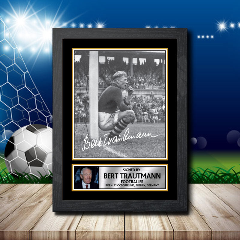 Bert Trautmann 2 Printed Signature Footballers Star Poster Print Framed Wall Art Gift – Bert Trautmann 2 Printed Signature Footballers Star Poster Print