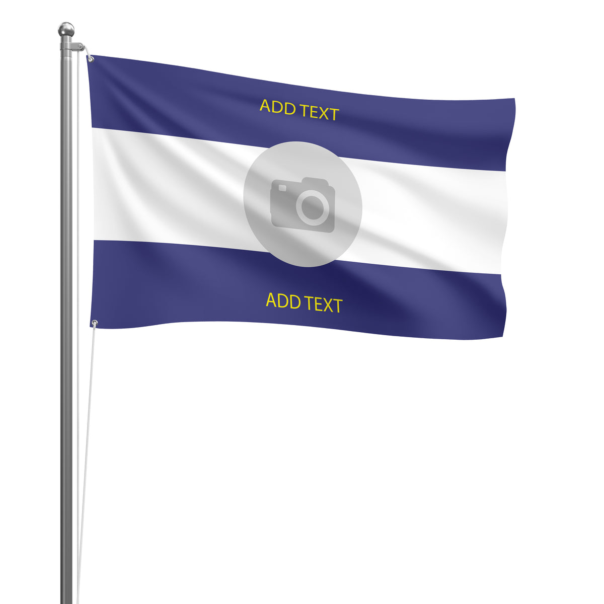 Personalised Brighton football flag design 2 in blue and white, printed with custom wording