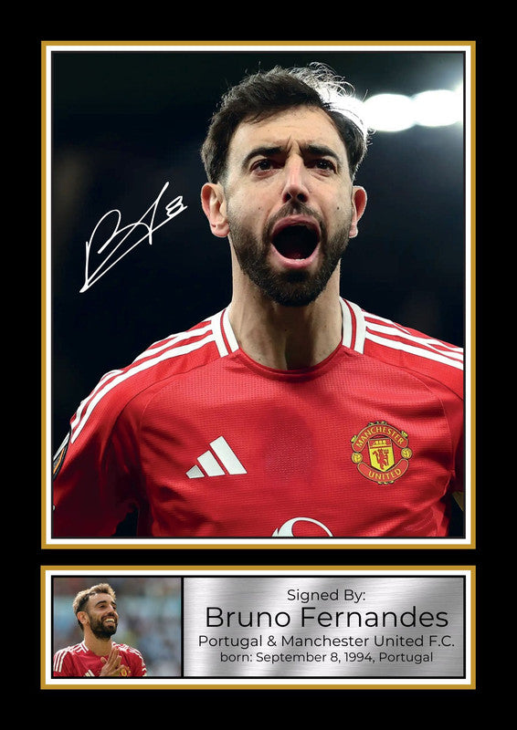 Bruno Fernandes Printed Signature Portrait Poster Print
