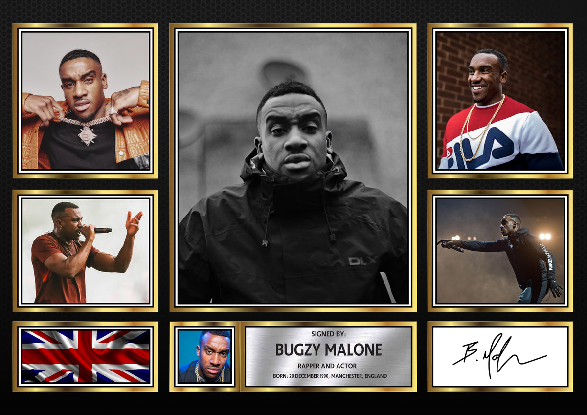 Rappers Bugzy Malone Framed Printed Signature Print – Fan Gift – Wall Art – Rappers Bugzy Malone Framed Printed Signature Print – A4 Poster
