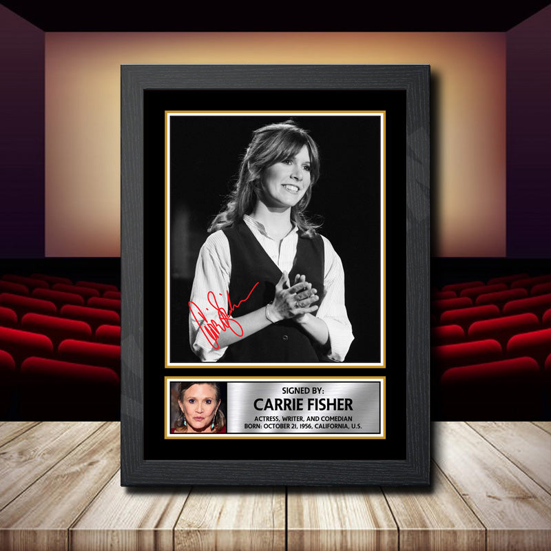 Carrie Fisher Printed Signature Movie Star Poster Print Framed Wall Art Gift β Carrie Fisher Printed Signature Movie Star Poster Print
