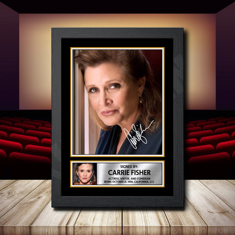 Carrie Fisher 2 Printed Signature Movie Star Poster Print Framed Wall Art Gift – Carrie Fisher 2 Printed Signature Movie Star Poster Print
