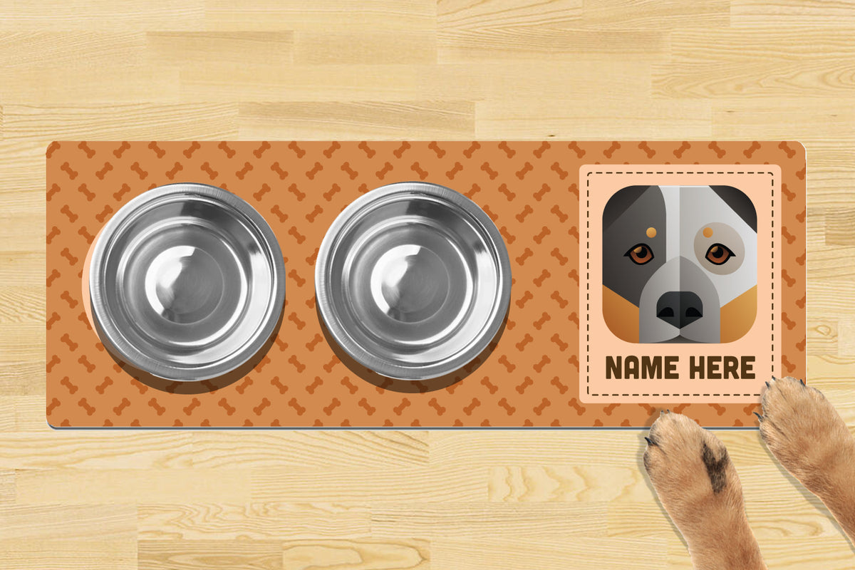 Personalised Dog Breed Dog Bowl Mat 880mm x 300mm2 Bowl Design - CATTLE DOG