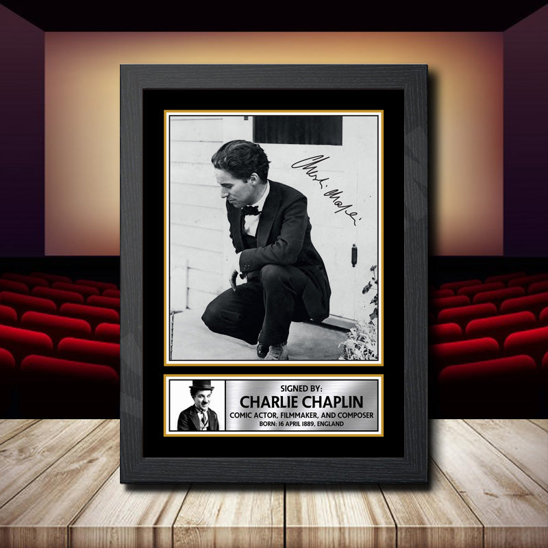 Charlie Chaplin 2 Printed Signature Movie Star Poster Print Framed Wall Art Gift β Charlie Chaplin 2 Printed Signature Movie Star Poster Print