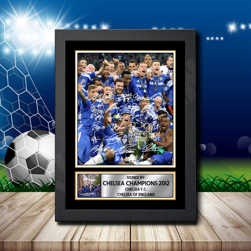 Chelsea Champions 2012 1 Printed Signature Footballers Star Poster Print Framed Wall Art Gift – Chelsea Champions 2012 1 Printed Signature Footballers Star Poster Print
