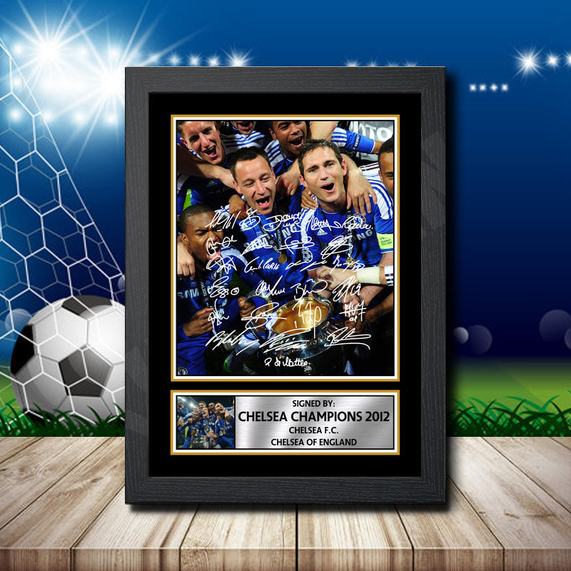 Chelsea Champions 2012 2 Printed Signature Footballers Star Poster Print Framed Wall Art Gift – Chelsea Champions 2012 2 Printed Signature Footballers Star Poster Print
