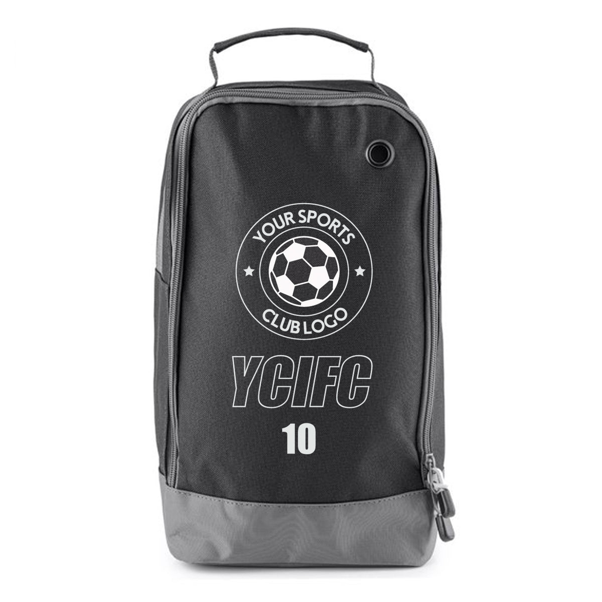 Football Boot Bags for Kids – Durable Personalized Sports Bag with Custom Logo, Club Initial & Number – Football Boot Bags for Kids – Black