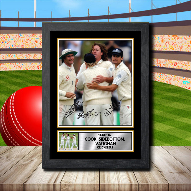Cook Sidebottom Vaughan Printed Signature Cricket Star Poster Print Framed Wall Art Gift – Cook Sidebottom Vaughan Printed Signature Cricket Star Poster Print