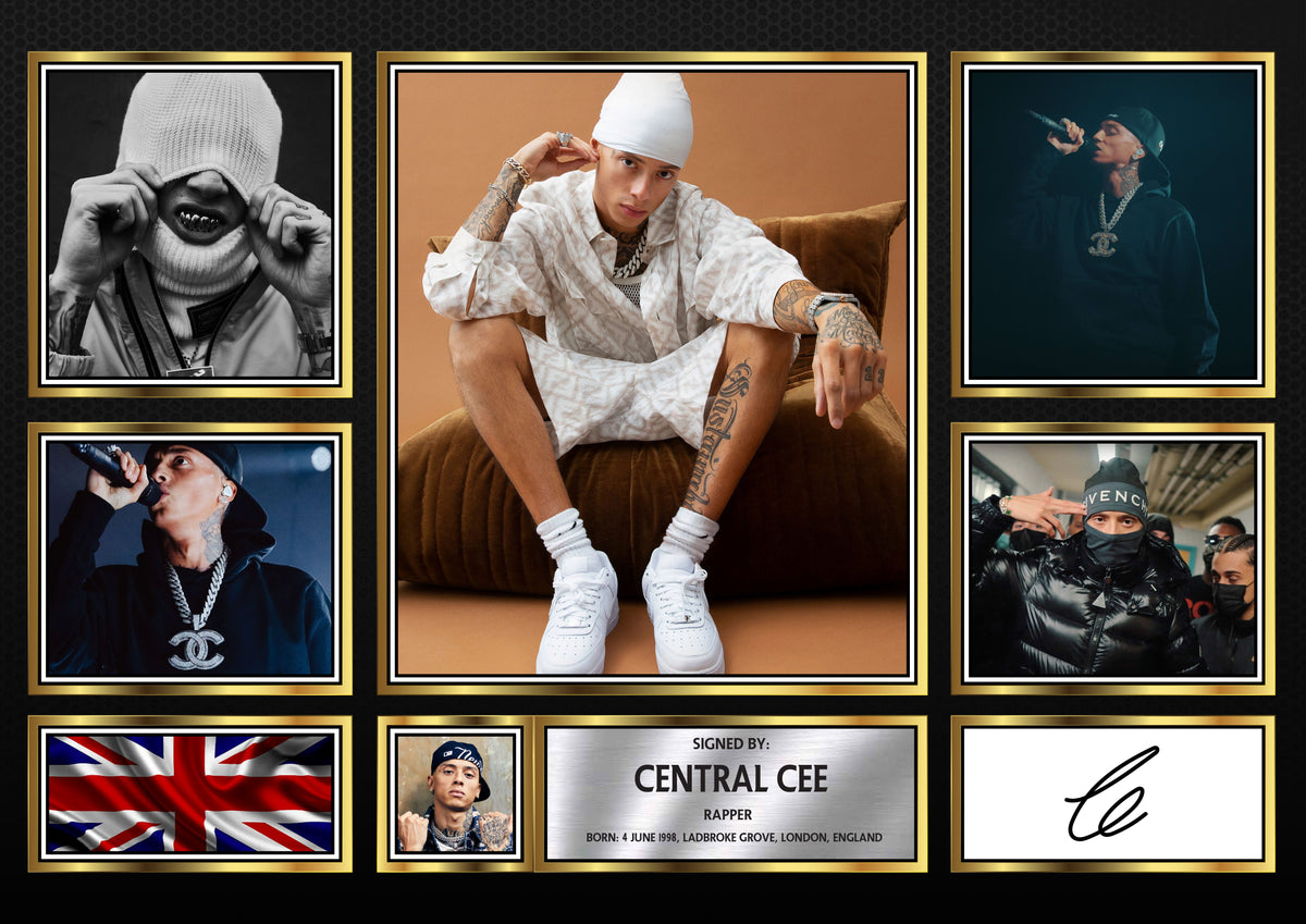 Rappers Central Cee Framed Printed Signature Print – Fan Gift – Wall Art – Rappers Central Cee Framed Printed Signature Print – A4 Poster