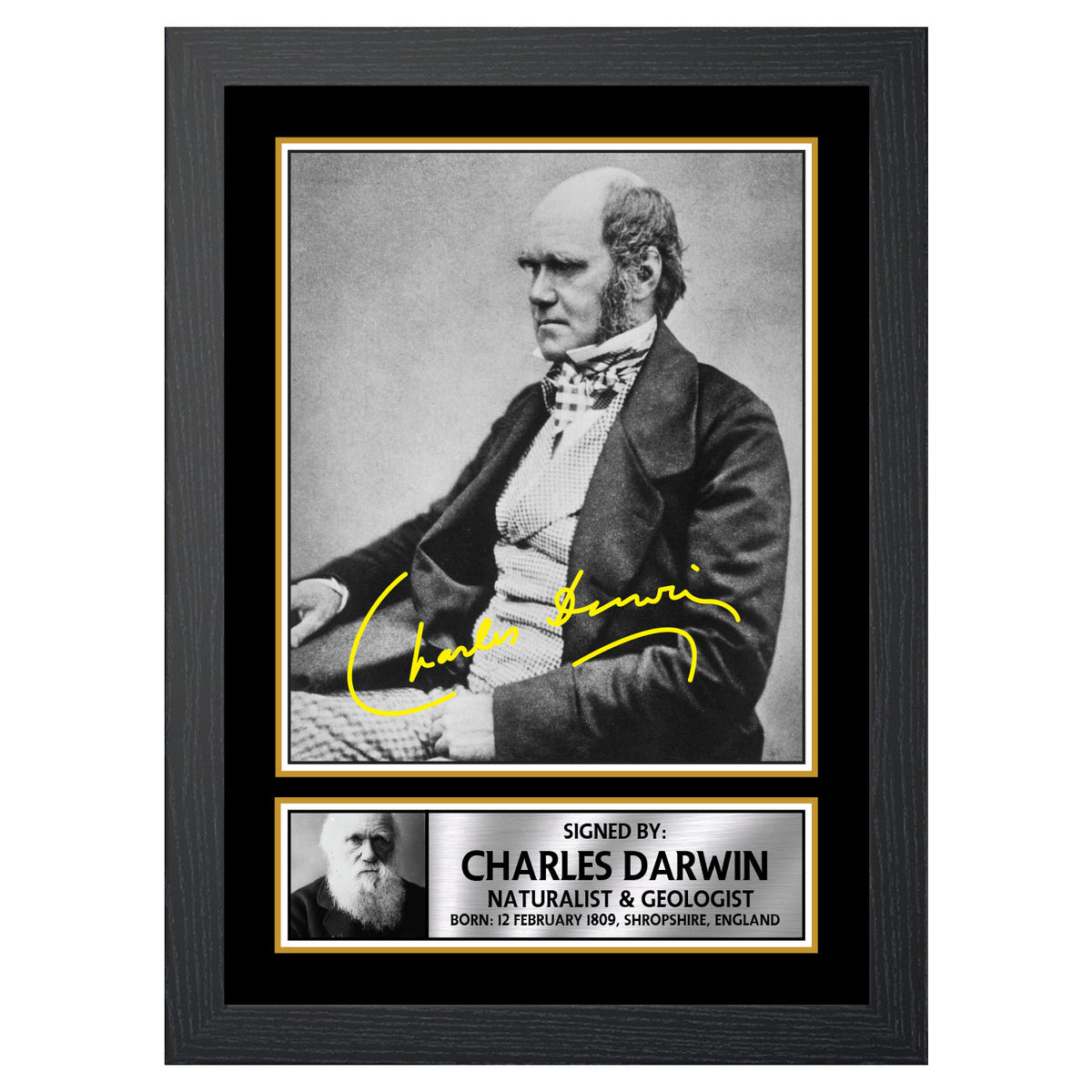Charles Darwin M422 Scientist Printed Signature Poster Print Gift