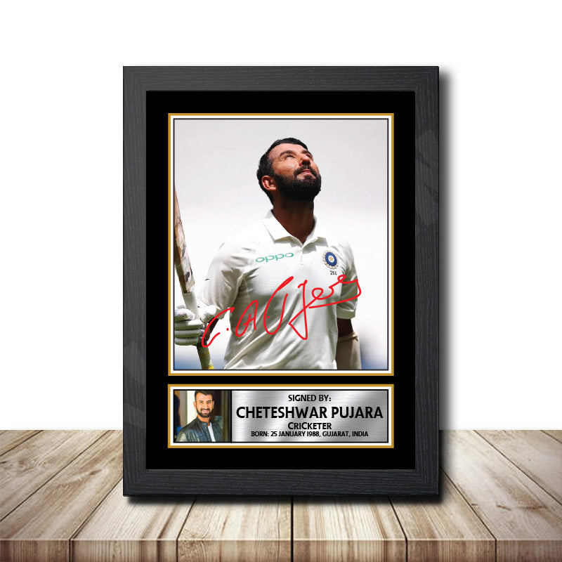 Cheteshwar Pujara M1502 Cricketer Printed Signature Poster Print Gift