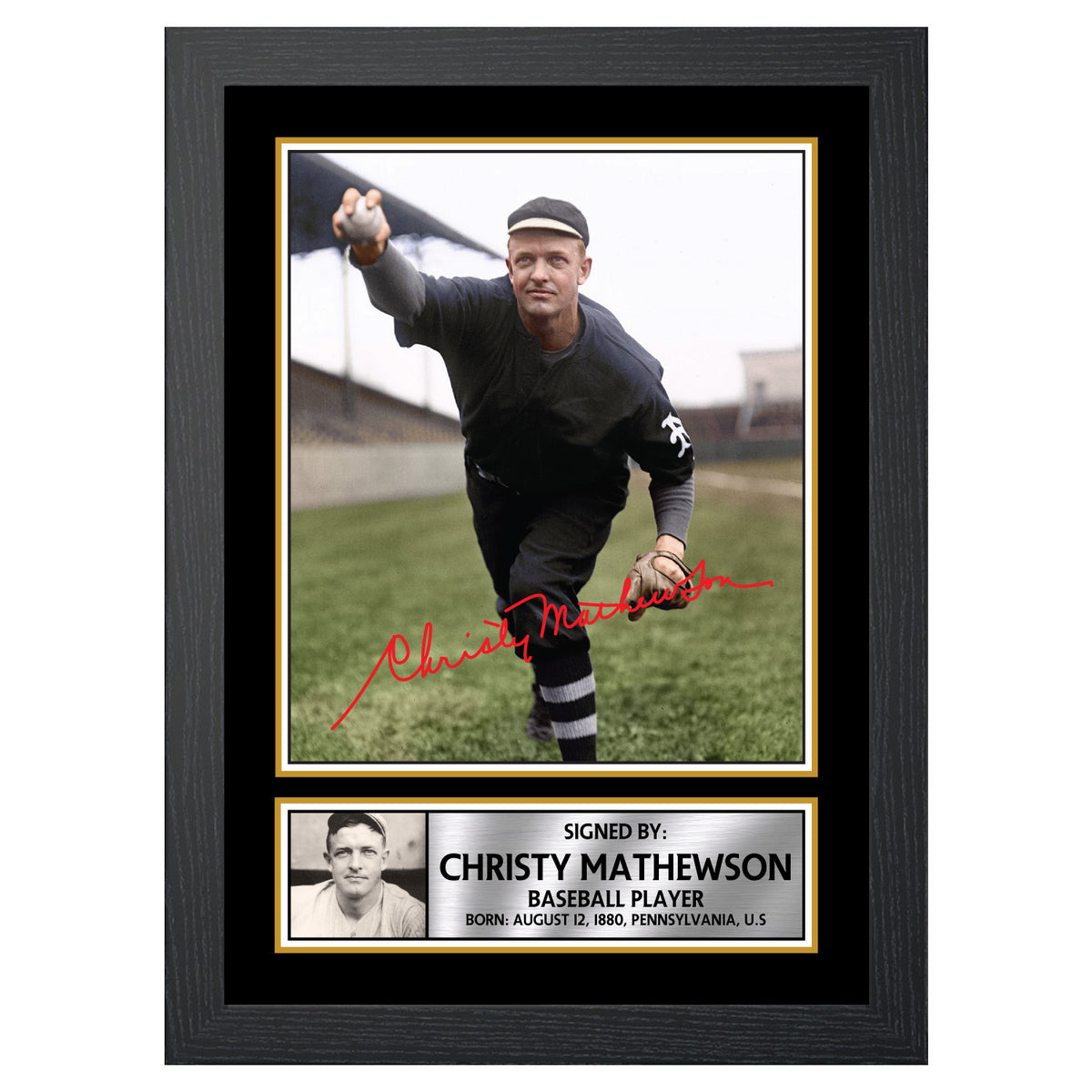 Christy Mathewson Baseball Player Printed Signature Poster Print Gift