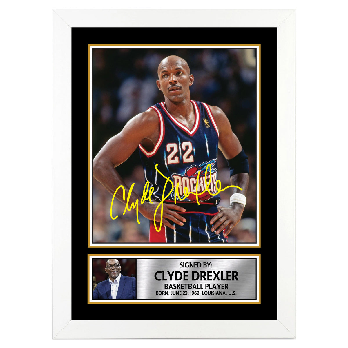 Clyde Drexler Basketball Player Printed Signature Poster Print Gift