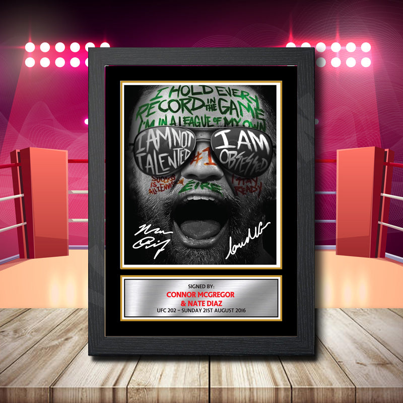 Connor Mcgregor V Nate Diaz 2 Printed Signature Boxing Star Poster Print Framed Wall Art Gift β Connor Mcgregor V Nate Diaz 2 Printed Signature Boxing Star Poster Print