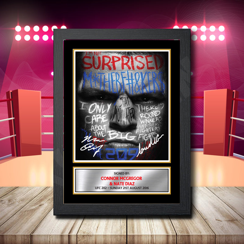 Connor Mcgregor V Nate Diaz 3 Printed Signature Boxing Star Poster Print Framed Wall Art Gift β Connor Mcgregor V Nate Diaz 3 Printed Signature Boxing Star Poster Print
