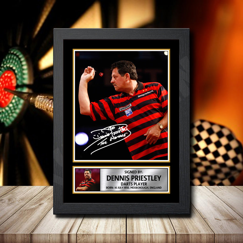 Dennis Priestley 2 Printed Signature Darts Star Poster Print Framed Wall Art Gift β Dennis Priestley 2 Printed Signature Darts Star Poster Print