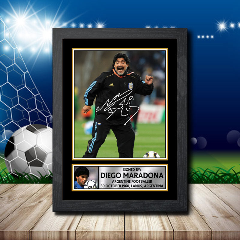 Diego Maradona 2 Printed Signature Footballers Star Poster Print Framed Wall Art Gift – Diego Maradona 2 Printed Signature Footballers Star Poster Print