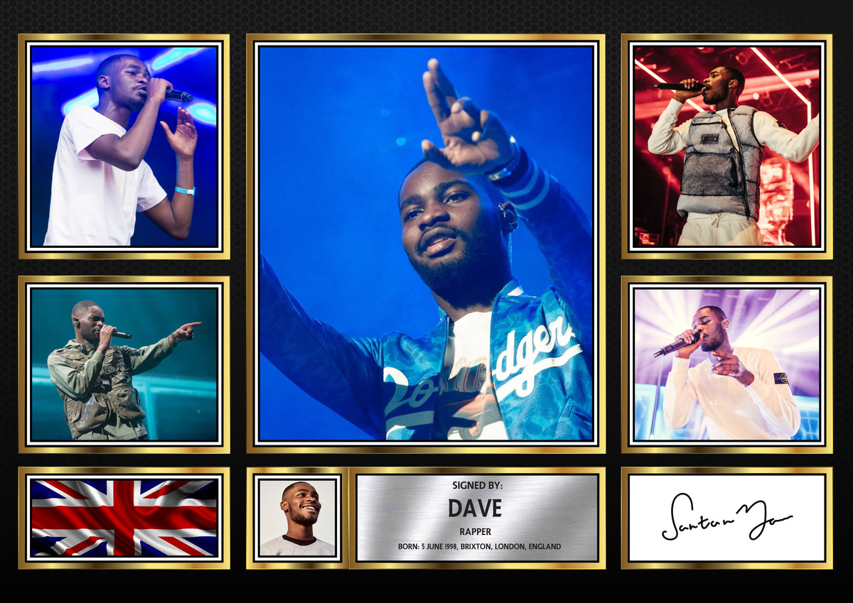 Rappers Dave Framed Printed Signature Print – Fan Gift – Wall Art – Rappers Dave Framed Printed Signature Print – A4 Poster