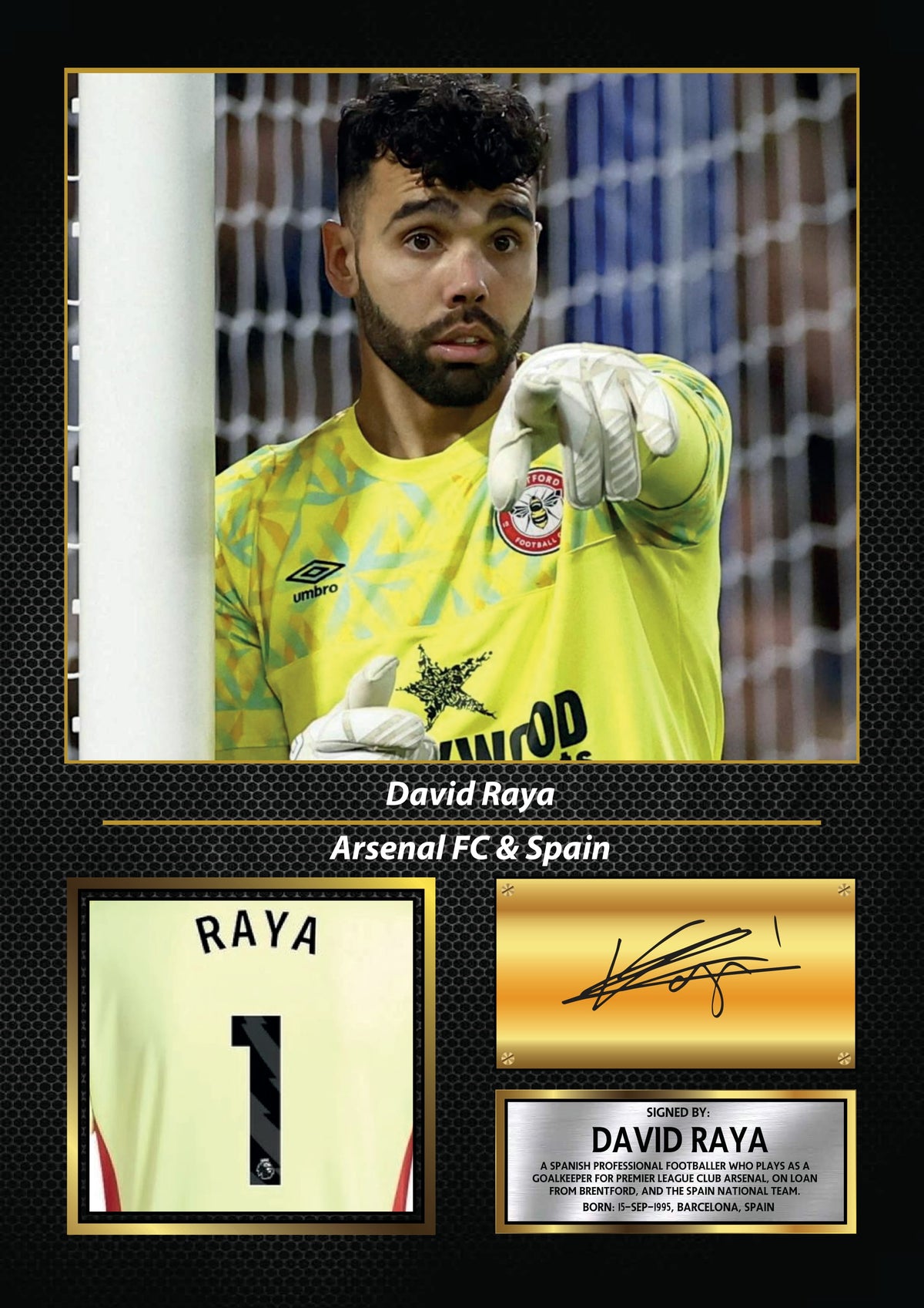 David Raya Printed Signature Poster